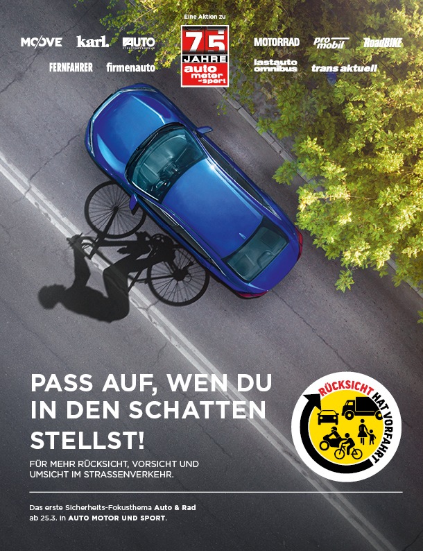 Rücksicht hat Vorfahrt: Zwölf mobile Medienmarken der Motor Presse Stuttgart starten eine übergreifende Kampagne zur Sicherheit im Straßenverkehr