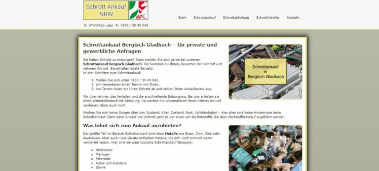 Machen Sie mit Schrott-Ankauf NRW Ihren Schrott in Bergisch Gladbach zu Bargeld