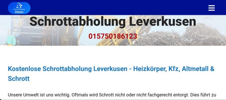 Schrott & Altmetall Kosenlose loswerden in Leverkusen umd Umgebung