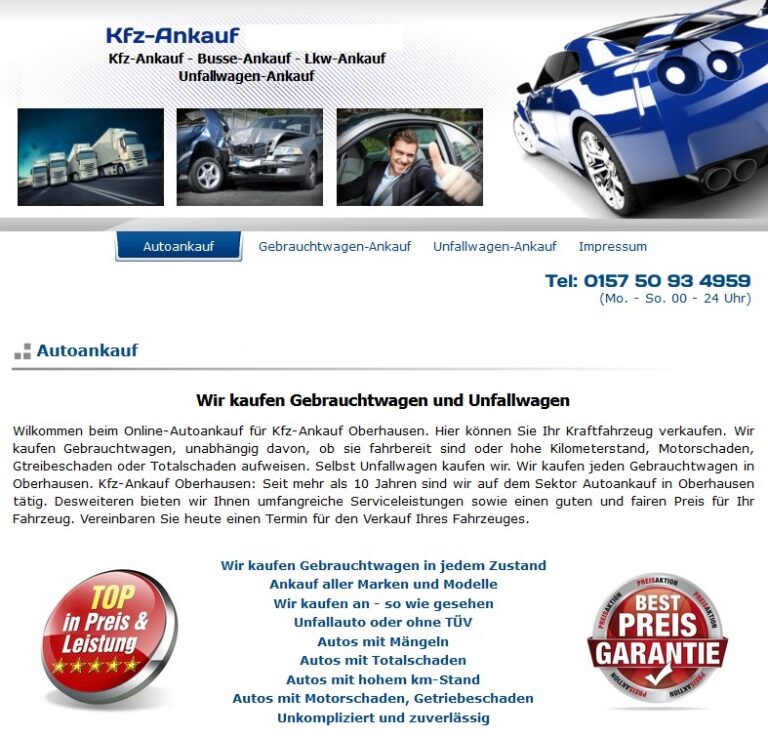 Autoankauf Hildesheim kauft das alte, defekte Fahrzeug unverzüglich an