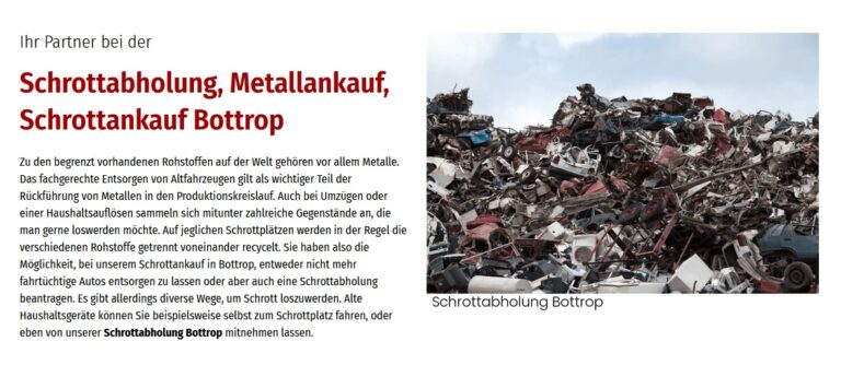 Die Schrottabholung Bottrop sorgt für die Weitergabe der begehrten Rohstoffe an die Recycling-Industrie