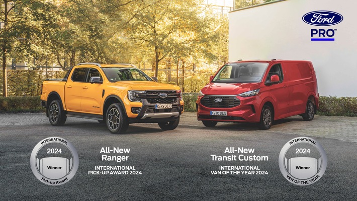 Ford Pro’s Powerduo: Transit Custom als Transporter des Jahres, Ranger siegt im Pick-up-Wettbewerb